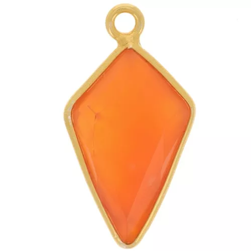 Pendentif flèche facetté 20x11 mm - Argent 925 Doré à l'or fin - Cornaline x1