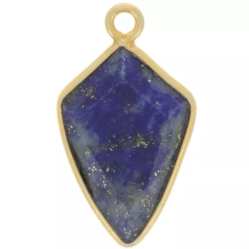 Pendentif flèche facetté 20x11 mm - Argent 925 Doré à l'or fin - Lapis lazuli x1