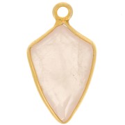 Pendentif flèche facetté 20x11 mm - Argent 925 Doré à l'or fin - Quartz rose x1