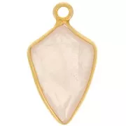 Pendentif flèche facetté 20x11 mm - Argent 925 Doré à l'or fin - Quartz rose x1