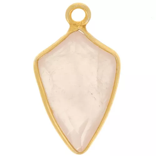 Pendentif flèche facetté 20x11 mm - Argent 925 Doré à l'or fin - Quartz rose x1