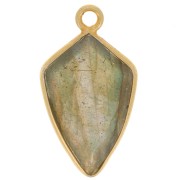 Pendentif flèche facetté 20x11 mm - Argent 925 Doré à l'or fin - Labradorite x1|raw }}