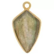 Pendentif flèche facetté 20x11 mm - Argent 925 Doré à l'or fin - Labradorite x1