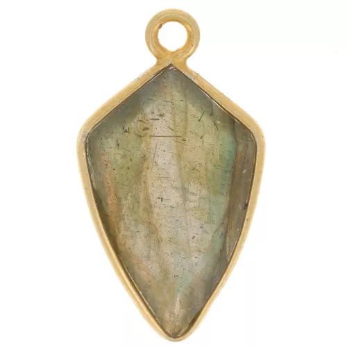 Pendentif flèche facetté 20x11 mm - Argent 925 Doré à l'or fin - Labradorite x1