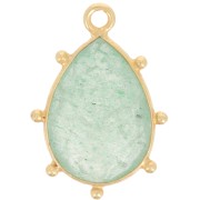 Pendentif goutte facetté & petites boules 19x13mm Arg 925 Doré Or fin - Aventurine