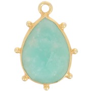 Pendentif goutte facetté & petites boules 19x13mm Arg 925 Doré Or fin - Amazonite|raw }}