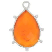 Pendentif goutte facetté & petites boules 19x13 mm - Argent 925 - Cornaline x1