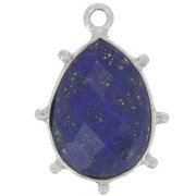 Pendentif goutte facetté & petites boules 19x13 mm - Argent 925 - Lapis lazuli x1|raw }}
