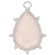 Pendentif goutte facetté & petites boules 19x13 mm - Argent 925 - Quartz rose x1