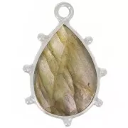 Pendentif goutte facetté & petites boules 19x13 mm - Argent 925 - Labradorite x1