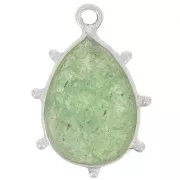 Pendentif goutte facetté & petites boules 19x13 mm - Argent 925 - Aventurine x1