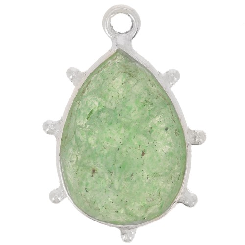 Pendentif goutte facetté & petites boules 19x13 mm - Argent 925 - Aventurine x1
