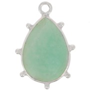 Pendentif goutte facetté & petites boules 19x13 mm - Argent 925 - Amazonite x1|raw }}