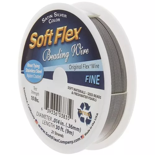 Fil cablé 21 brins 0.36 mm - Soft Flex Fine - Argenté satiné x9m