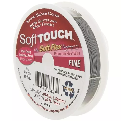 Fil cablé 21 brins 0.36 mm - Soft Flex Touch Fine - Argenté satiné x9m