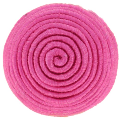 Cabochon rond recouvert de fil coton 12.5 mm - Fuchsia x1
