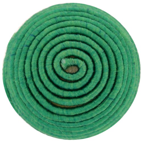 Cabochon rond recouvert de fil coton 12.5 mm - Vert x1