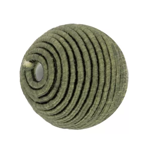 Perle recouverte de fil coton 12 mm - Kaki x1