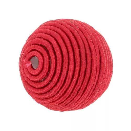 Perle recouverte de fil coton 10 mm - Rouge x1
