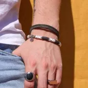 Perles Heishi rondelles  en pâte polymère 6x1 mm - Mix Vert - Bleu foncé x39cm