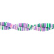 Perles rondelles Heishi en pâte polymère 6x1 mm - Mix Vert - Violet - Blanc x39cm|raw }}