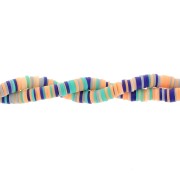 Perles Heishi rondelles  en pâte polymère 6x1 mm - Mix Bleu foncé - Saumon x39cm