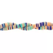 Perles Heishi rondelles  en pâte polymère 6x1 mm - Mix Bleu foncé - Saumon x39cm