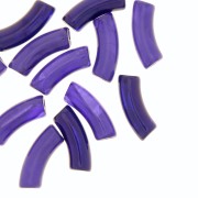 Perles tube incurvé 35x11 mm en acrylique transparente - Marbré Aubergine Bleu x6