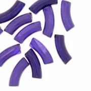 Perles tube incurvé 35x11 mm en acrylique transparente - Marbré Aubergine Bleu x6