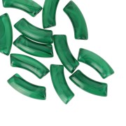 Perles tube incurvé 35x11 mm en acrylique transparente - Marbré Vert foncé x6