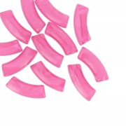 Perles tube incurvé 35x11 mm en acrylique transparente - Marbré Rose foncé x6