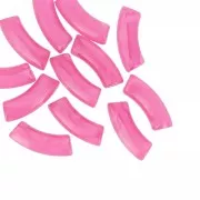 Perles tube incurvé 35x11 mm en acrylique transparente - Marbré Rose foncé x6