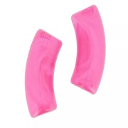 Perles tube incurvé en acrylique transparente 35x11 mm - Marbré Rose foncé x6