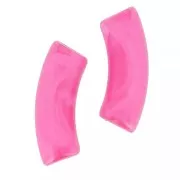 Perles tube incurvé en acrylique transparente 35x11 mm - Marbré Rose foncé x6