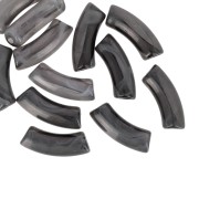Perles tube incurvé 35x11 mm en acrylique transparente - Marbré Noir - Blanc x6