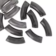 Perles tube incurvé 35x11 mm en acrylique transparente - Marbré Noir - Blanc x6