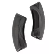 Perles tube incurvé en acrylique transparente 35x11 mm - Marbré Noir - Blanc x6