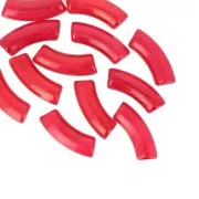Perles tube incurvé 35x11 mm en acrylique transparente - Marbré Rouge x6