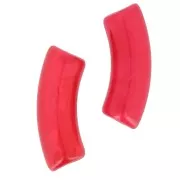 Perles tube incurvé 35x11 mm en acrylique transparente - Marbré Rouge x6