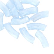 Perles tube incurvé 35x11 mm en acrylique transparente - Marbré Bleu ciel x6