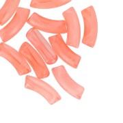 Perles tube incurvé 35x11 mm en acrylique transparente - Marbré Corail x6