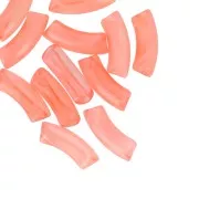 Perles tube incurvé 35x11 mm en acrylique transparente - Marbré Corail x6