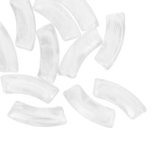 Perles tube incurvé 35x11 mm acrylique transparente -Marbré Transparent - Blanc x6