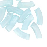 Perles tube incurvé 35x11 mm en acrylique transparente - Marbré Bleu clair x6