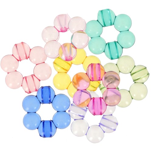 Assortiment de perles fleur en résine transparente 15 mm - Multicolore x20