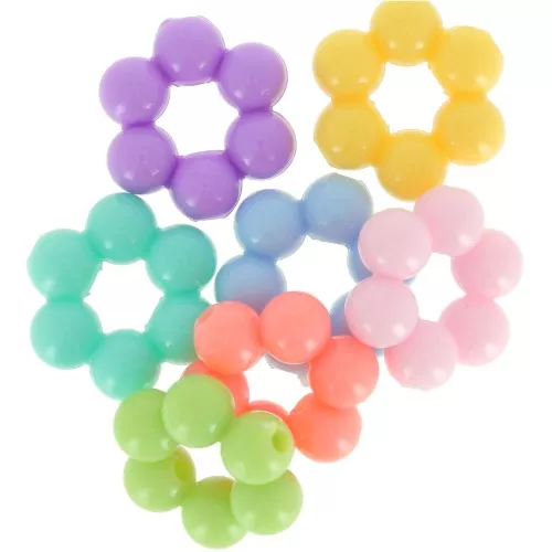 Assortiment de perles fleur en résine opaque 15 mm - Multicolore pastel x20