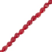 Perles poires en verre facetté 4x4mm - Rouge foncé x43cm
