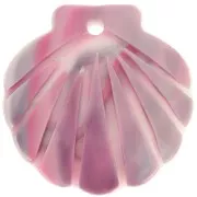 Pendentif coquillage en acétate 19 mm - Marbré Rose - Blanc x1