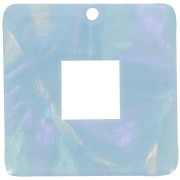 Pendentif carré en acétate 29.5x29.5 mm - Bleu ciel transparent nacré x1|raw }}