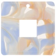 Pendentif carré en acétate 29.5x29.5 mm - Transparent marbré Bleu ciel - Beige x1|raw }}